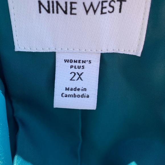 Nine West 2X NWT TEAL~BLUE  FAUX Leather Moto Jacket with Asymmetrical Zipper - Picture 5 of 8